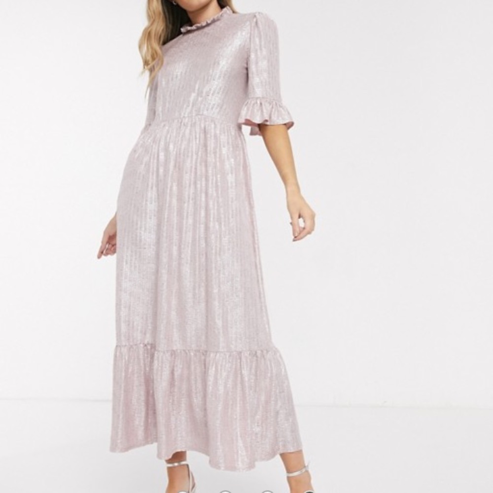 ASOS DESIGN metallic smock dress